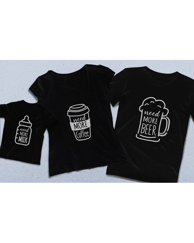 Need more Anne baba çocuk siyah tişört seti - basmatik.com