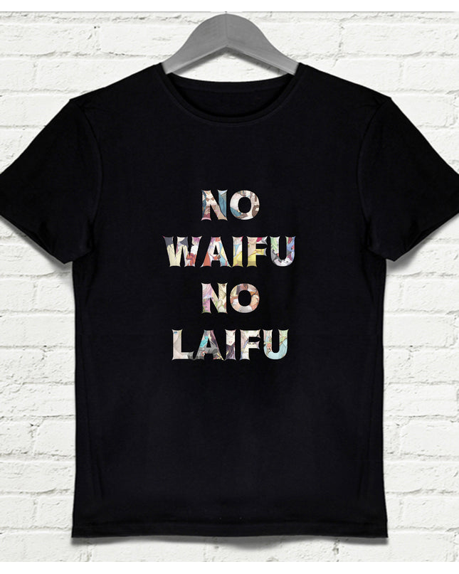 NoWaifuNoLaifu Siyah Erkek Tshirt - basmatik.com
