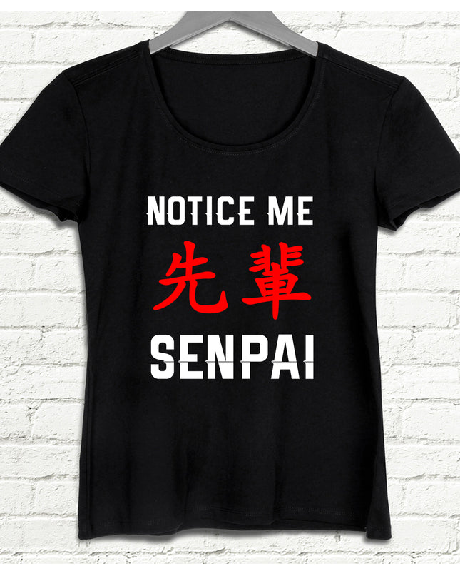 NoticeMeSenpai Siyah Kadın T-Shirt - basmatik.com