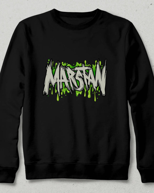 Marstan Kapüşonsuz Siyah Sweatshirt - Unisex / Siyah