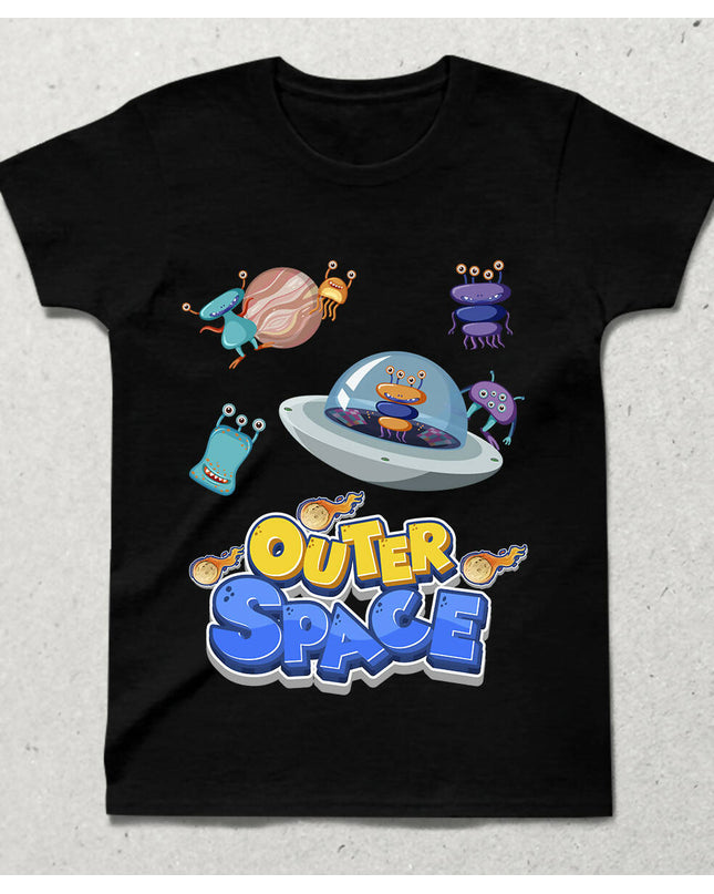 Outer Space Monster Bisiklet yaka Kısa Kollu Tişört