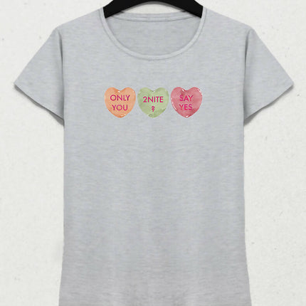 Valentine's I, Kalpli Slogan Kadın Tişört