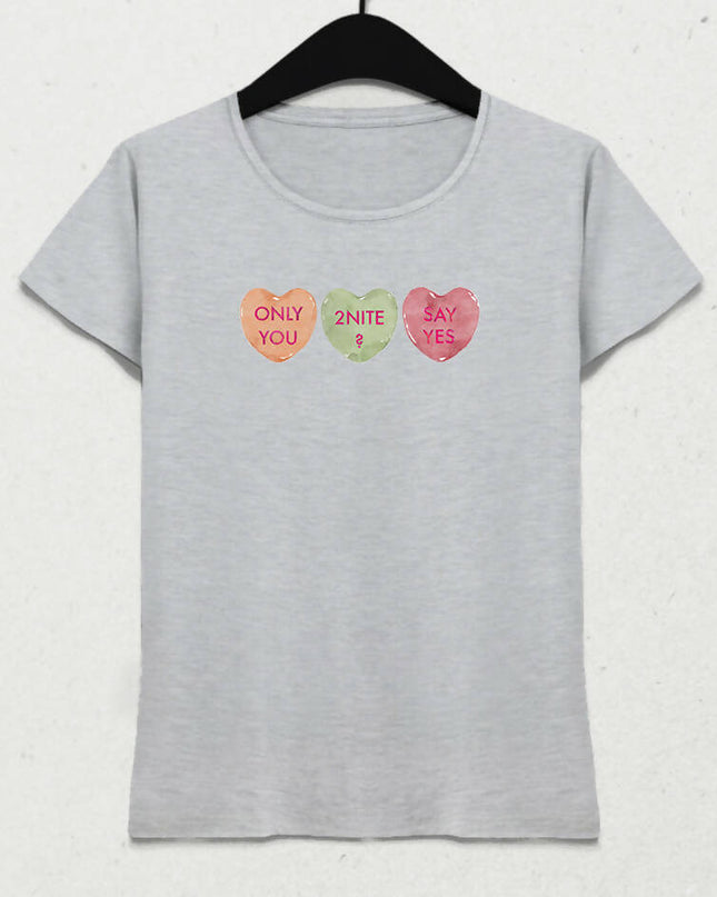 Valentine's I, Kalpli Slogan Kadın Tişört