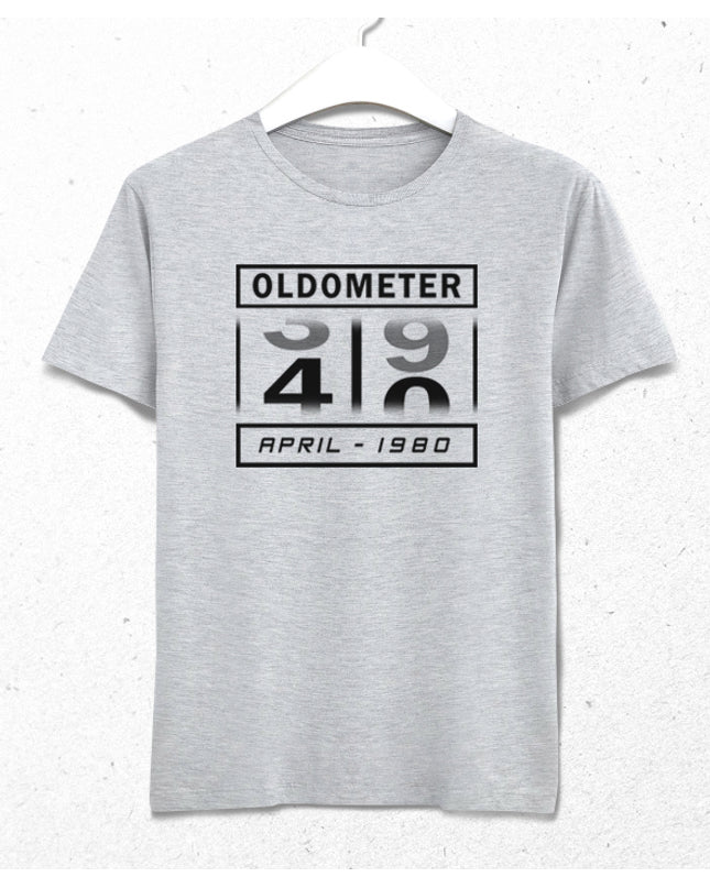 Oldometer doğum günü gri tişört - basmatik.com