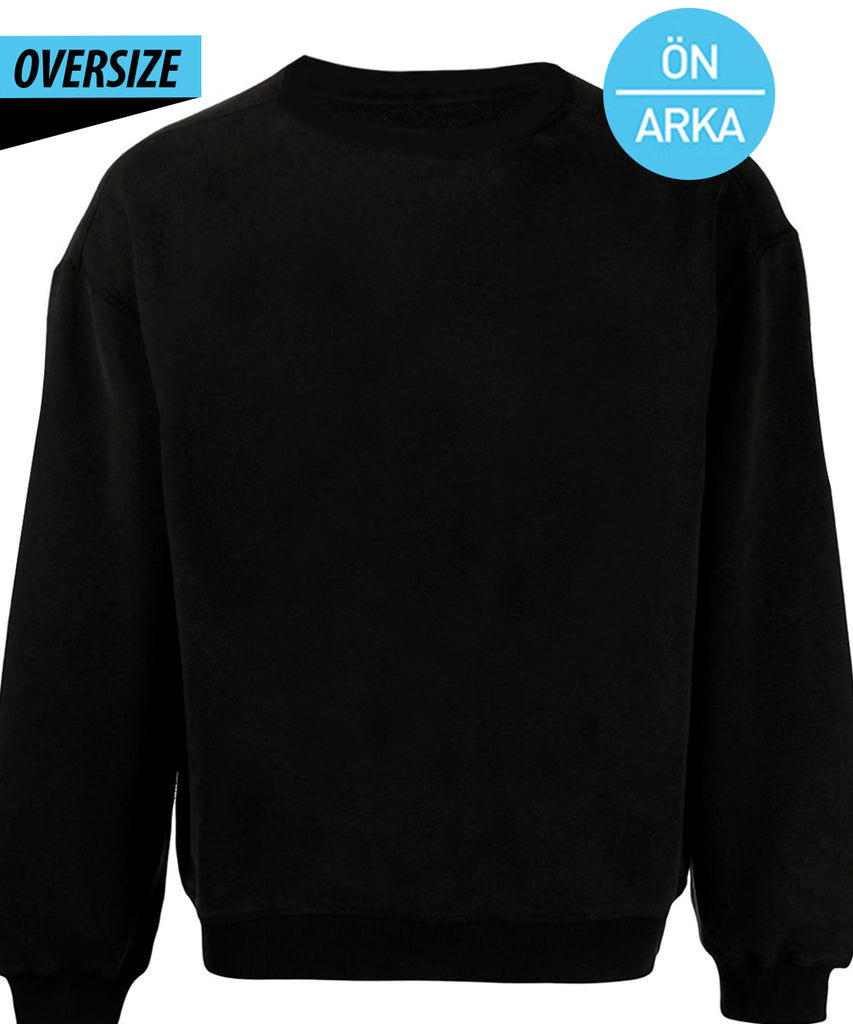 black oversize sweatshirt with front and back printing 