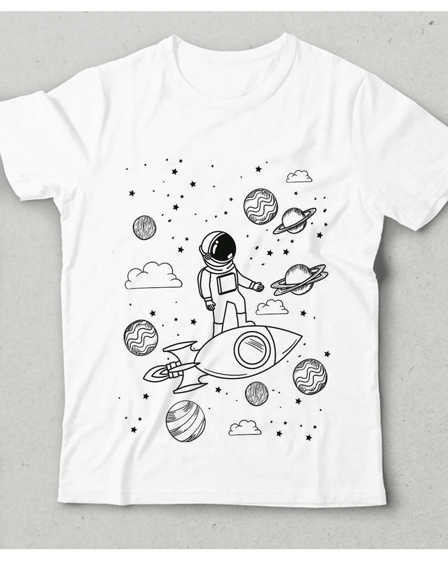 Uzay Boşluğu Bisiklet yaka Kısa Kollu Tişört