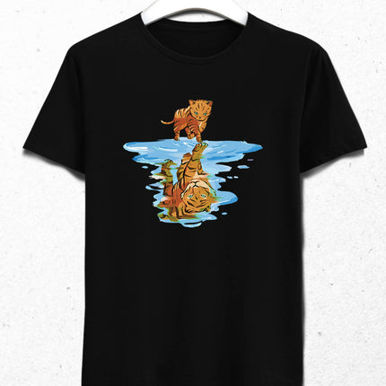 Kedi ve Yansıma Erkek Tişört - basmatik.com