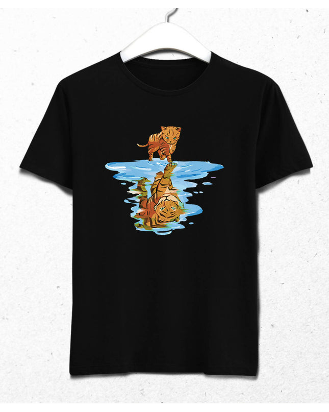 Kedi ve Yansıma Erkek Tişört - basmatik.com