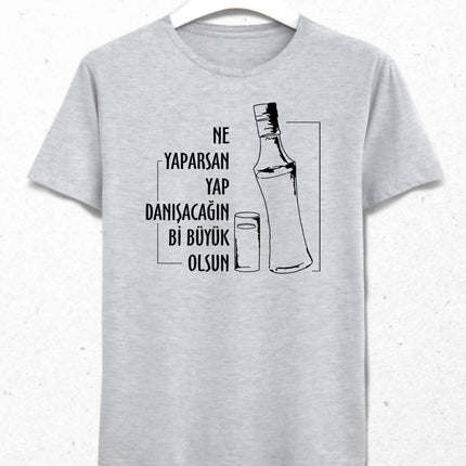 Bir Büyüğe Danış Erkek Gri Tişört - basmatik.com