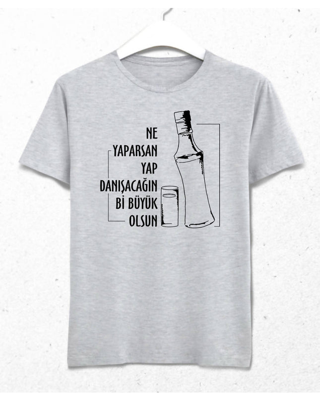 Bir Büyüğe Danış Erkek Gri Tişört - basmatik.com