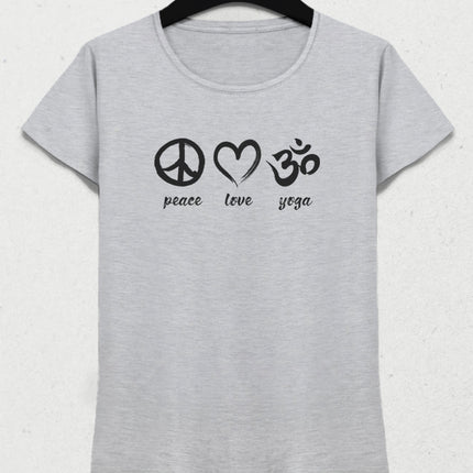Peace Love yoga 2 gri tişört - basmatik.com