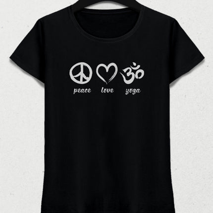 Peace Love yoga 2 siyah tişört - basmatik.com