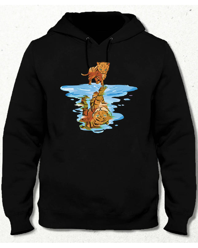 Cat and Reflection Hooded Sweatshirt