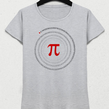 Pi sayısı kadın gri tişört - basmatik.com