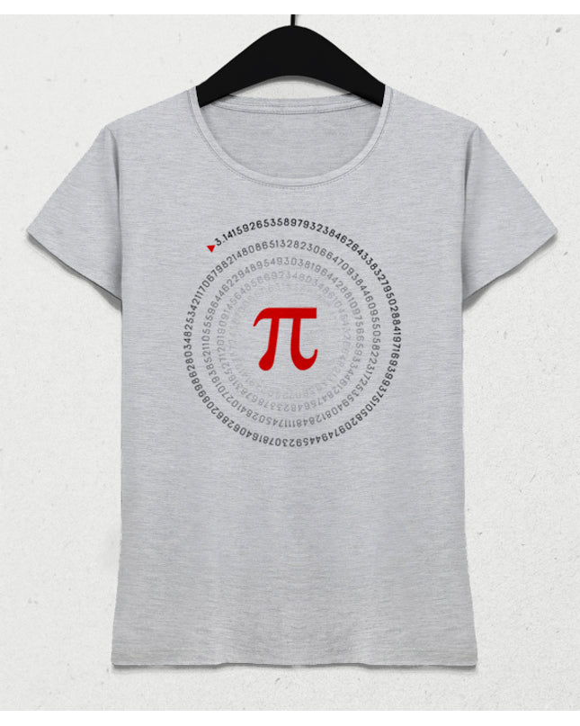 Pi sayısı kadın gri tişört - basmatik.com