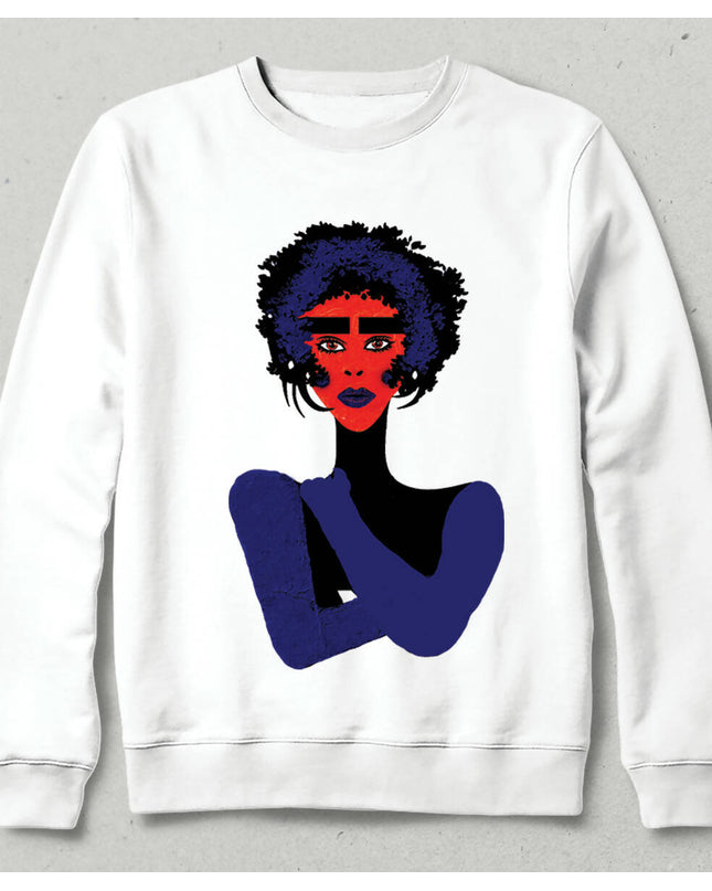 Women's Portrait Design Purple Blue Hooded Sweatshirt