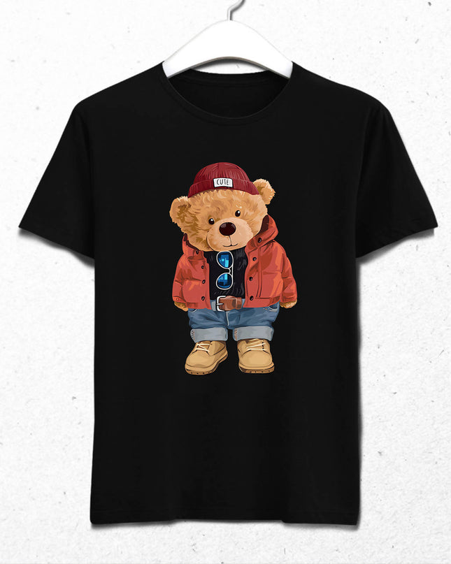 Sevimli Ayıcık Siyah Tshirt - basmatik.com
