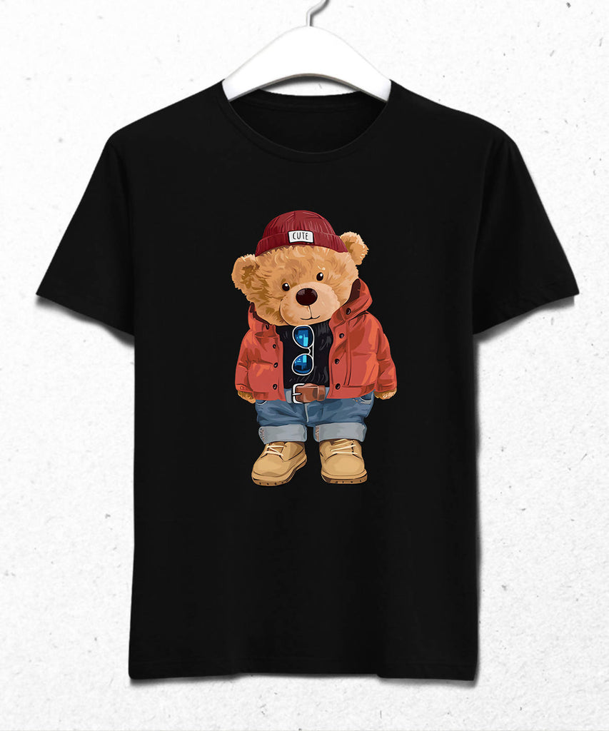 Sevimli Ayıcık Siyah Tshirt - basmatik.com