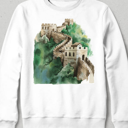 Çin Seddi Beyaz Sweatshirt - basmatik.com