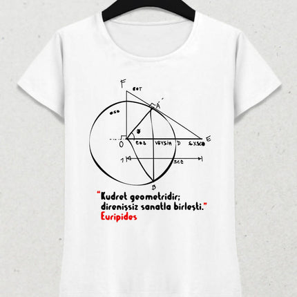 Geometri Kadın Beyaz Tişört - basmatik.com