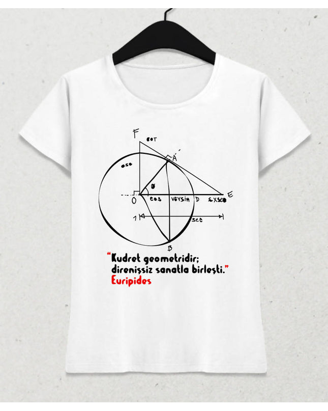 Geometri Kadın Beyaz Tişört - basmatik.com