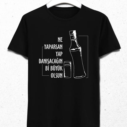 Bir Büyüğe Danış Erkek Siyah Tişört - basmatik.com