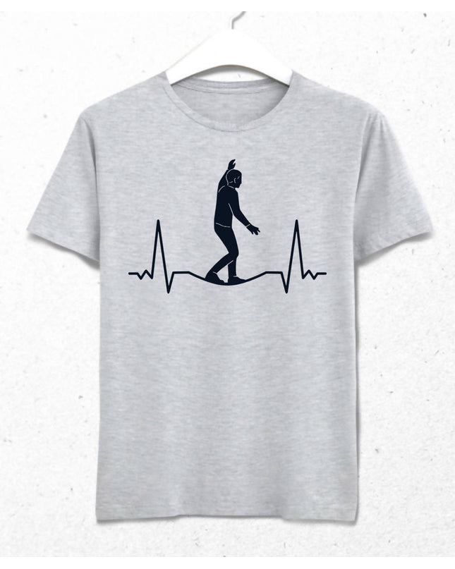 Slackline Heartbeat Erkek Gri Tişört - basmatik.com