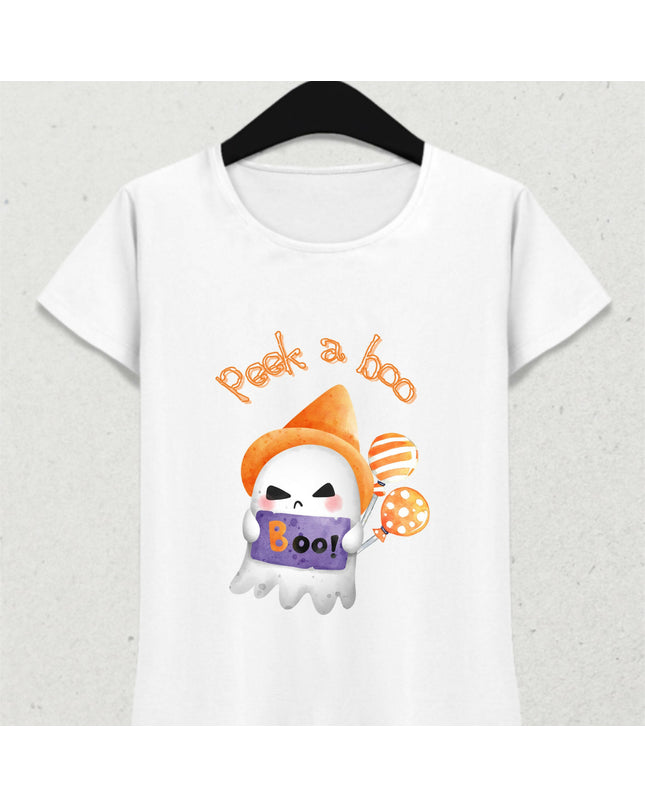 Peek a Boo Hayalet Cadılar Bayramı Tişört