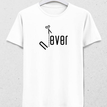 Never & Ever Erkek Beyaz Tişört - basmatik.com