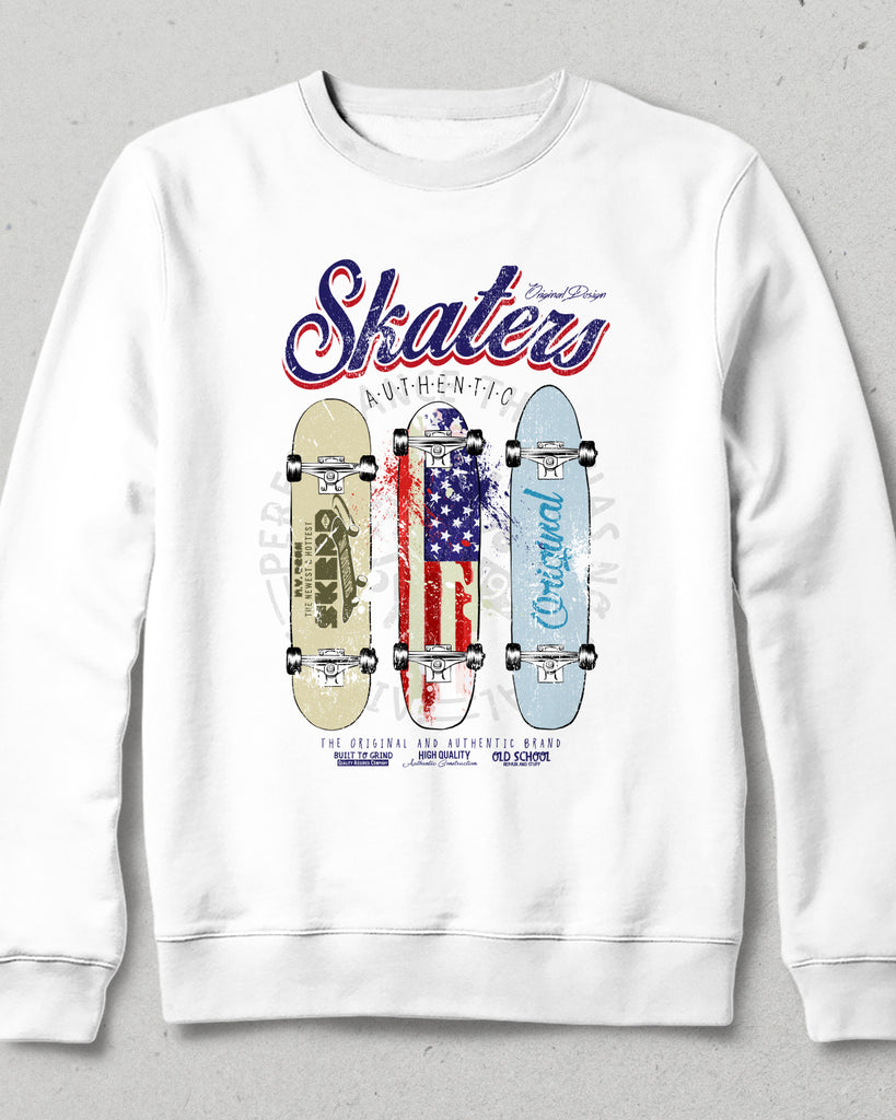 Skaters beyaz sweatshirt - basmatik.com
