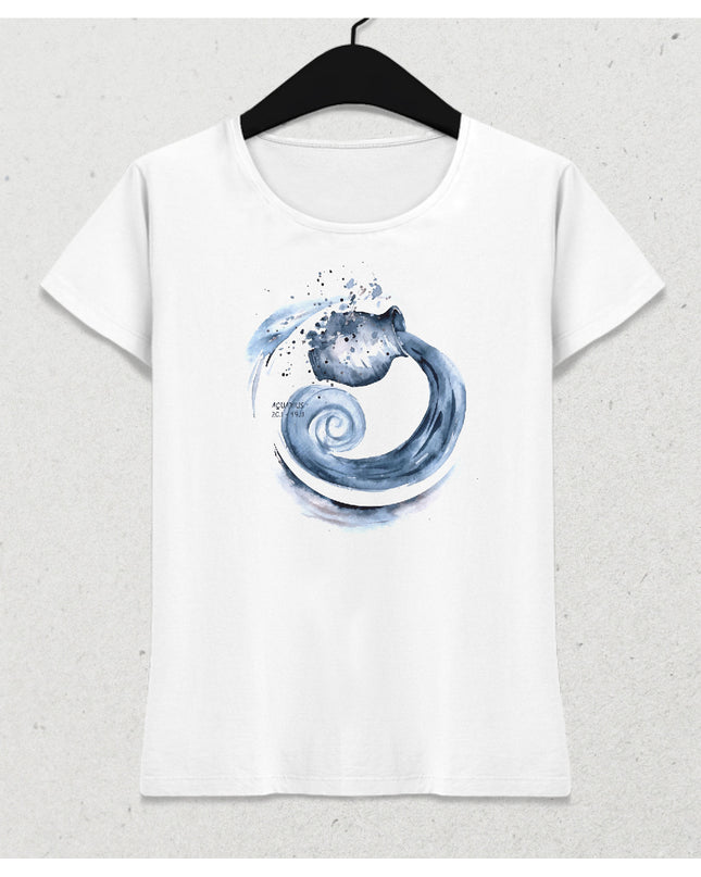 Suluboya Kova burcu kadın tişört - basmatik.com