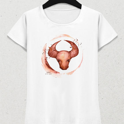 Suluboya Boğa burcu kadın tişört - basmatik.com