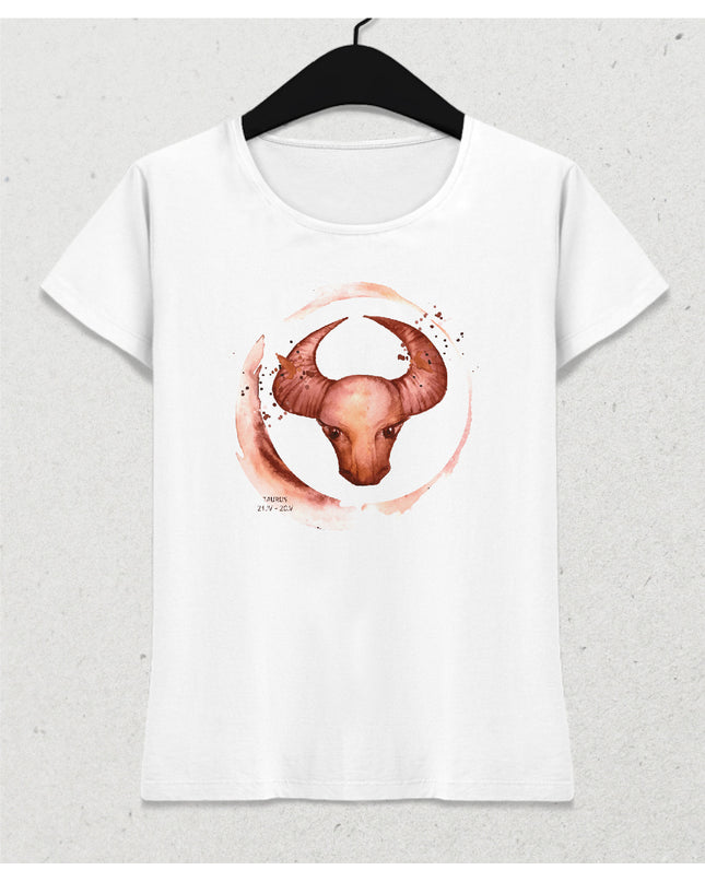 Suluboya Boğa burcu kadın tişört - basmatik.com