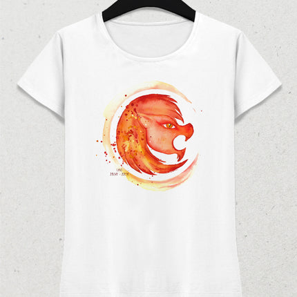 Suluboya Aslan burcu kadın tişört - basmatik.com