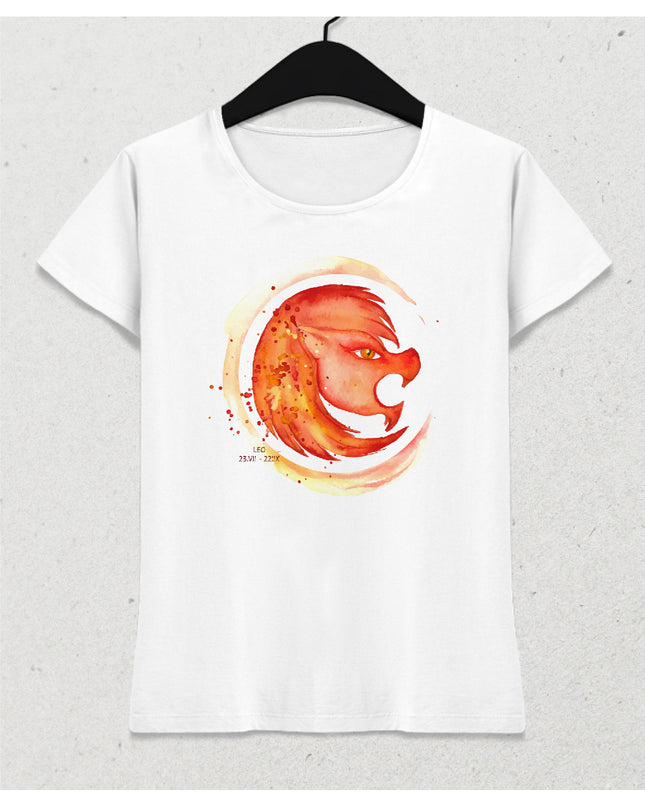 Suluboya Aslan burcu kadın tişört - basmatik.com