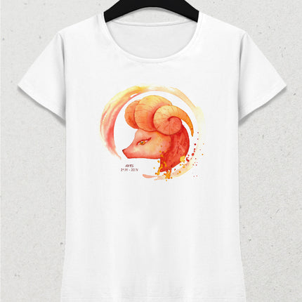 Suluboya Koç burcu kadın tişört - basmatik.com