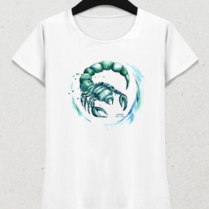 Suluboya Akrep burcu kadın tişört - basmatik.com