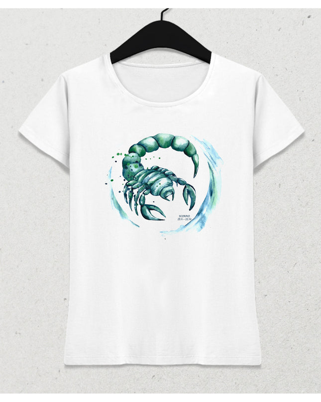 Suluboya Akrep burcu kadın tişört - basmatik.com
