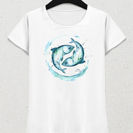 Suluboya Balık burcu kadın tişört - basmatik.com