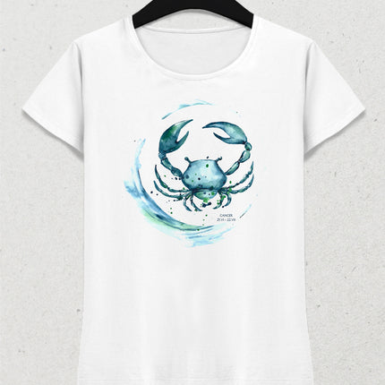 Suluboya Yengeç burcu kadın tişört - basmatik.com