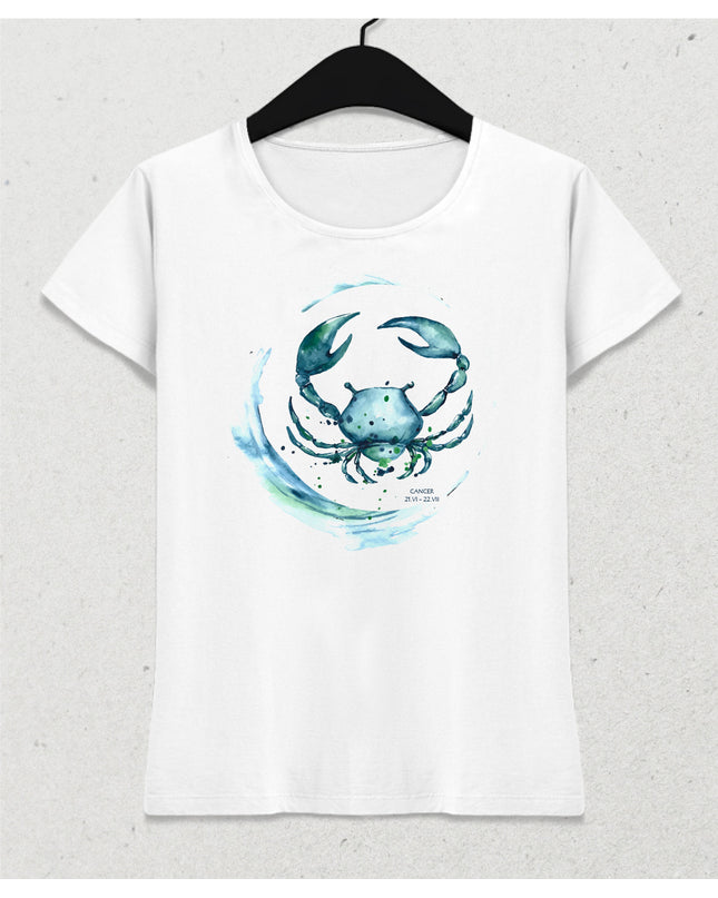 Suluboya Yengeç burcu kadın tişört - basmatik.com