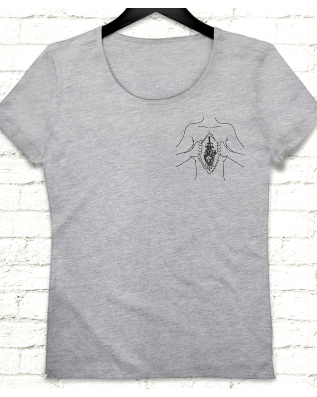 Sword Hearth Gri Tişört - basmatik.com