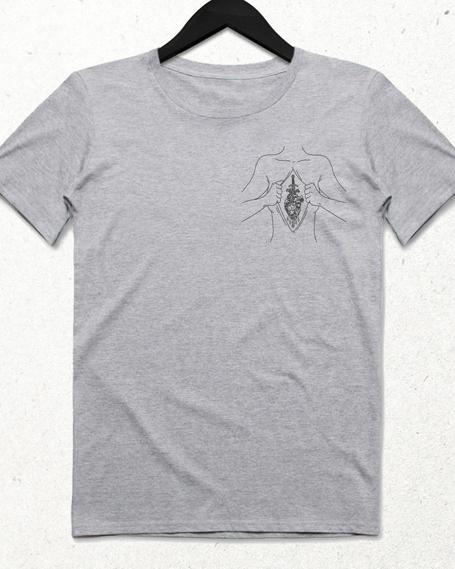 Sword Hearth Gri Tişört - basmatik.com