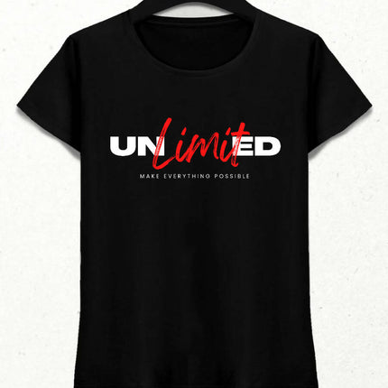 Siyah | Unlimited | Kadın Tişört - basmatik.com