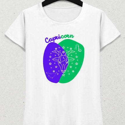 Oğlak Burcu - Capricorn Minimalist Renkli Tasarım Kadın T-Shirt