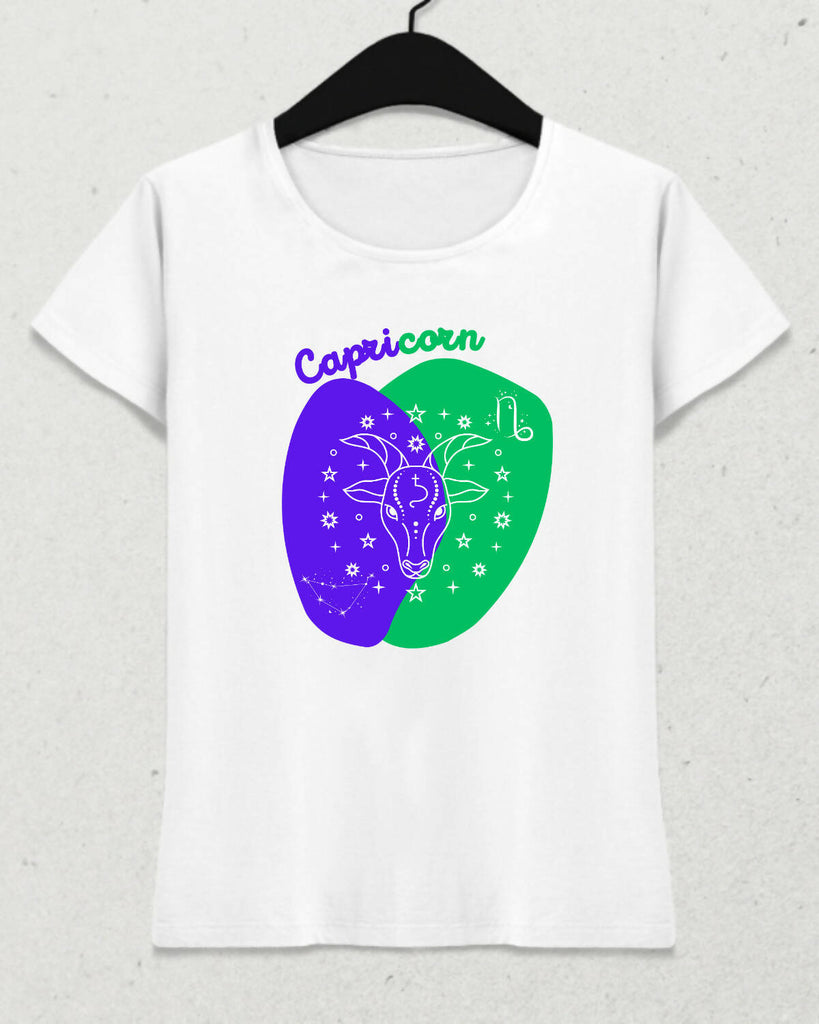 Oğlak Burcu - Capricorn Minimalist Renkli Tasarım Kadın T-Shirt