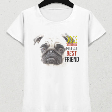 Köpek En İyi Arkadaş Kadın Beyaz Tişört - basmatik.com