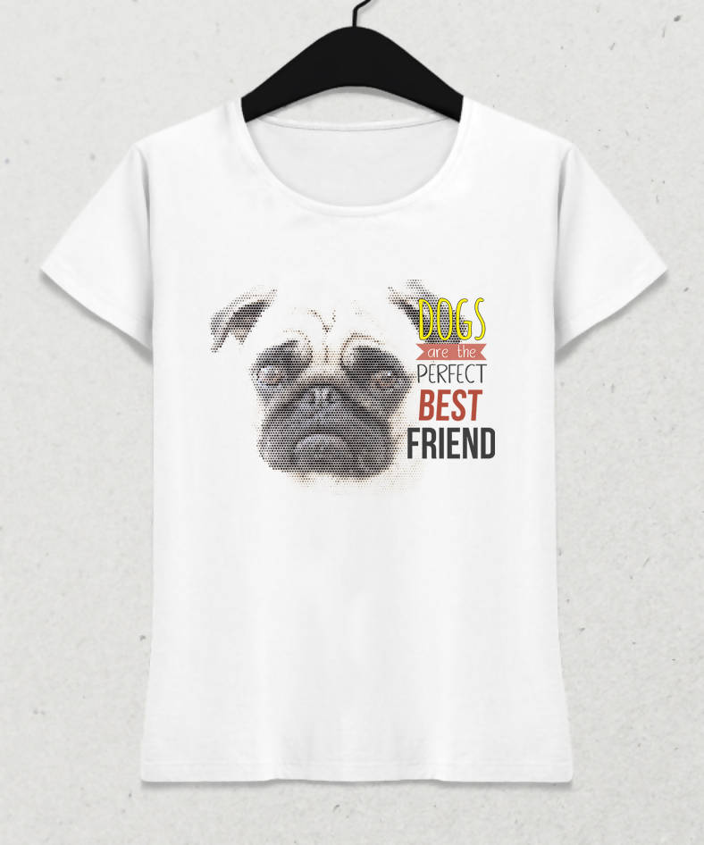 Köpek En İyi Arkadaş Kadın Beyaz Tişört - basmatik.com