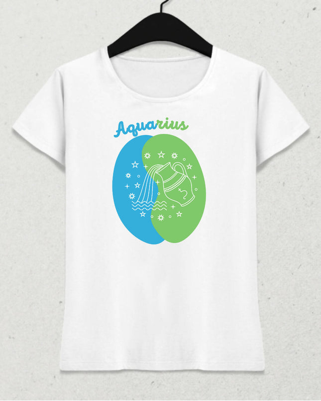 Kova Burcu - Aquarius Minimalist Renkli Tasarım Kadın T-Shirt
