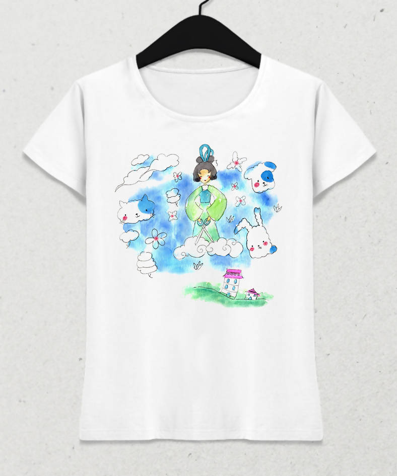 Dreams Kadın Beyaz Tişört - basmatik.com